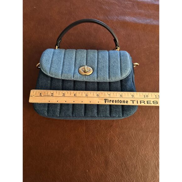 Coach Marlie Top Handle Satchel w/ Quilting Multicolor Denim & Matching Wallet - Picture 11 of 12